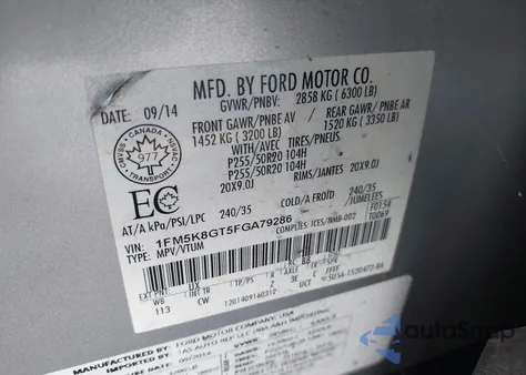 2015 Ford Explorer Sport from USA, damaged, VIN 1FM5K8GT5FGA79286